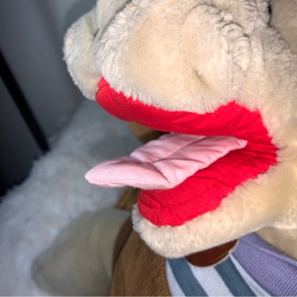 Vintage Ganz Bros 1981 Plush WRINKLES Dog Hand Puppet BROWN CORDOROY OVERALLS - Picture 11 of 11